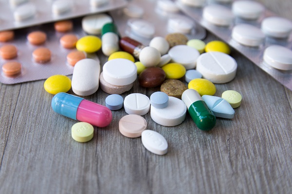 Range of different medications on a table top
