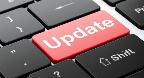 Keyboard with a button for update in red